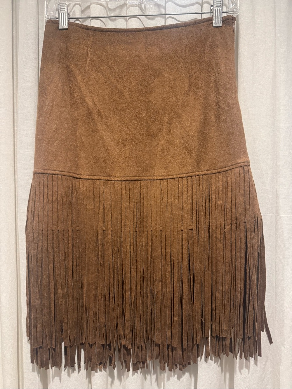 Forever 21 Brown Faux Suede Fringe Midi Skirt